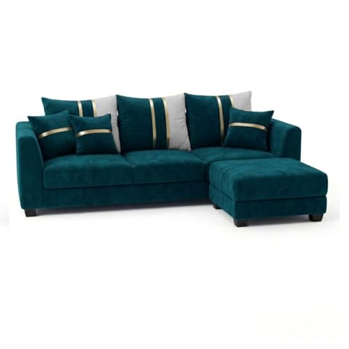 Image of Vero Plush Comfort Sofa Set | 3 Seater with Ottoman | Luxury Velvet Suede Fabric | Modern Living Room Sofa | Green Teal