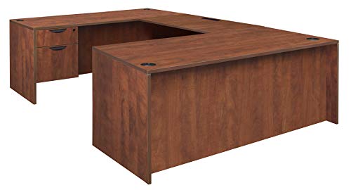 Romig Legacy 71 x 35 in. U Desk with Single Pedestal Drawer Unit- Cherry