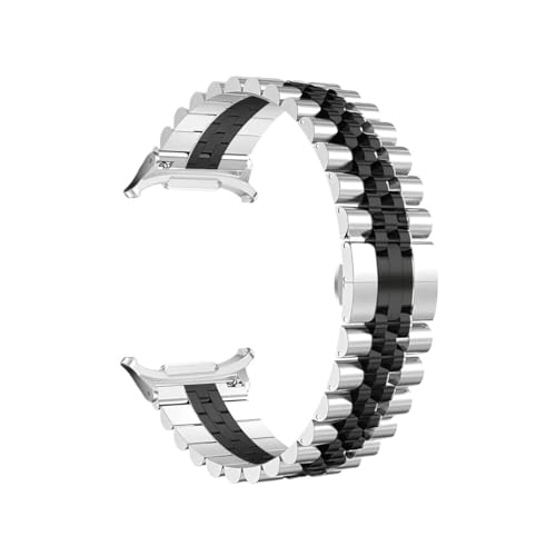 �ɓK������Samsung Galaxy Watch 8 44mm/40mm 8 Classic 46mm/Ultra 2025 47mm Correa �Ή����^���X�e�����X�X�`�[���X�g���b�v(Silver Black,For Watch 8 Classic