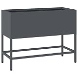 Geecher Vaso da Giardino Rialzato, Fioriera Rettangolare Alta per Esterno, 60 x 26 x 45 cm, Acciaio, Antracite, per Terrazza e Giardino
