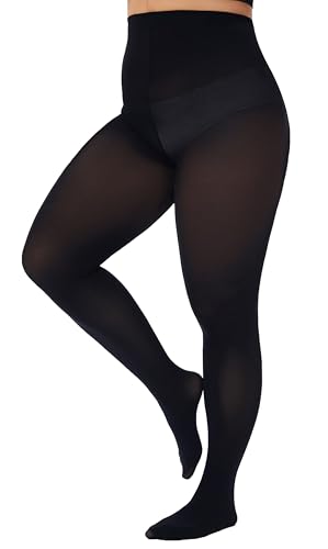 CozyWow Medias elásticas para mujer, semiopacas, tallas extragrandes, XL - 4XL, Negro (80D), XXXXL