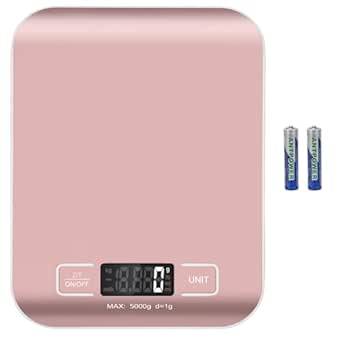 Digital Shipping Scale, Stainless Steel Panel, Accurate Portable Postal Scale for Packages, Small Business, Kitchen, Food, Handmade, Liquids, and Boutique (Rose Gold Battery(5kg/1g))