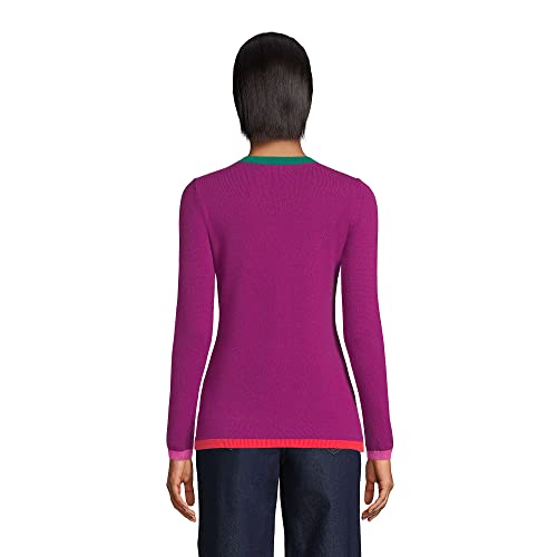 Lands' End Womens Cashmere Sweater Fuchsia Plum Multi Tall Large #TOP1