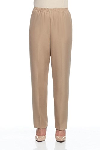 Alfred Dunner Classics Elastic Waist Missy Pants Tan 8 Petite Short