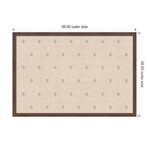 Kate and Laurel Framed Fabric Magnetic Board 38 x 26, Beige Botanical Block Print Printed Linen Casual Transitional Bulletin Board for Use as a Vision Board or Wall Organization, Florence Medium Brown - Image 2