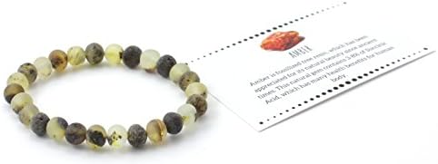 Raw Baltic Amber Stretch Bracelet for Adults - 18 cm - Made on Elastic Band - Unpolished Baroque Shape Amber Beads - AmberStones (Green)