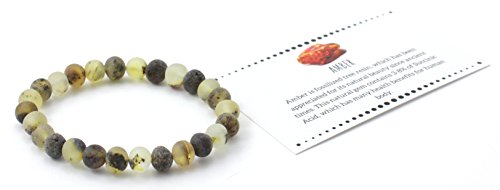 Raw Baltic Amber Stretch Bracelet for Adults - 18 cm - Made on Elastic Band - Unpolished Baroque Shape Amber Beads - AmberStones (Green)