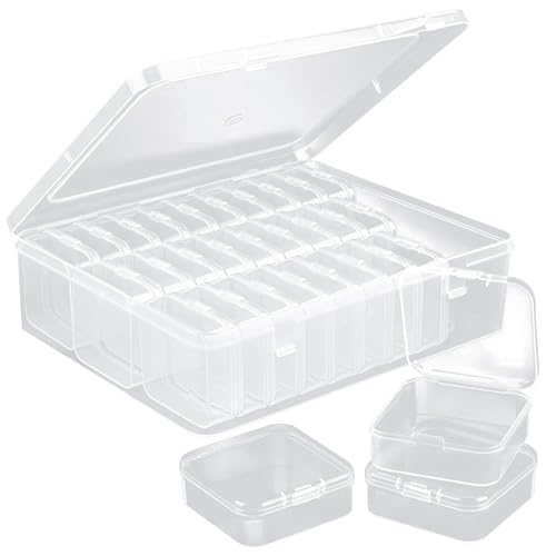 YuYueWeiXiao Scatole di smistamento per piccoli oggetti, contenitore con scomparti, 30 pezzi, trasparenti piccole scatole con coperchio, scatola per pittura con diamanti, scatola vuota per perline