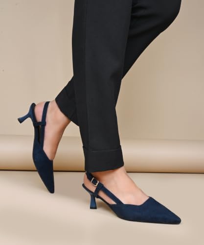 Image of JM LOOKS Elegant Pointed Toe Slingback Kitten Heels Fashionable Sandals for Modern Women