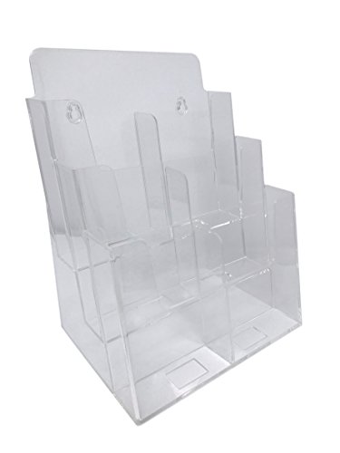 Dazzling Displays Clear Acrylic Brochure Holder, Fits 8.5 x 11 Inch Material, 3-Tier Multi-Pocket Brochure Display Stand for Business, Office, Trade Shows