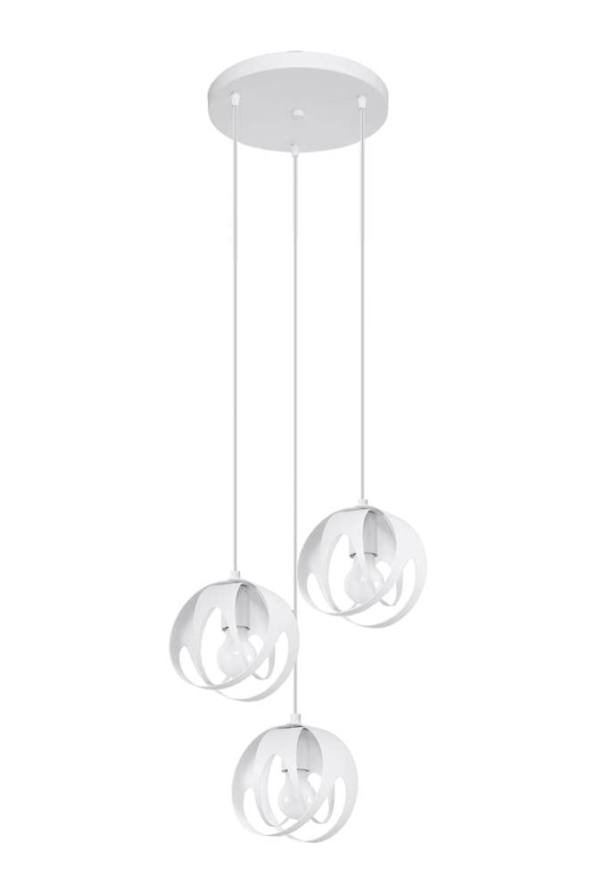 Suspension Sollux Tulos 3 lampes blanche en acier réglable