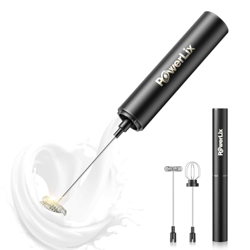 POWERLIX Pro 3-in-1 Elektrischer Milchschäumer Handheld - USB-C Wiederaufladbar, 10.000 U/min Schnellschaum, Abnehmbare Aufsätze für Latte Macchiato/Cappuccino/Eischnee, Tragbarer Barista Helfer