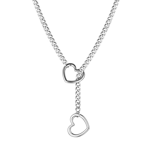 AWAVM Collier à chaîne pour femme ras du cou avec pendentif en forme de cœur, colliers gothiques punk, taille unique, métal