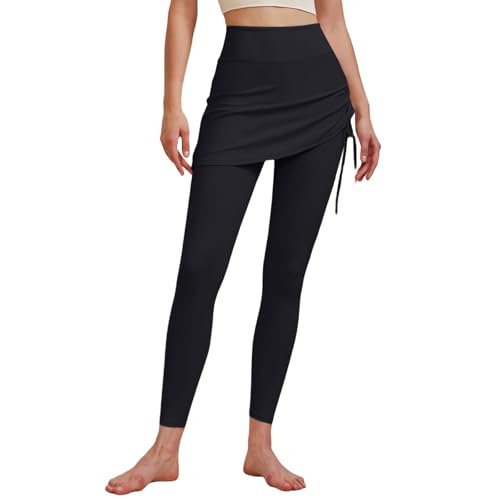 Women's Leggings with Skirt Attached, Black, S