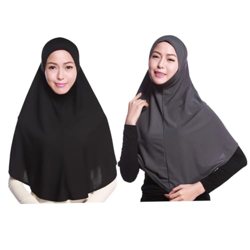 Foulard noir en lin hijab long respirant qui ne glisse pas pour femme