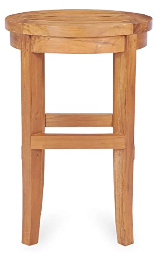 Teak Wood Santiago Outdoor Patio Round Bar Stool, 30 Inch, Made From Solid A-Grade Teak Wood #TOP6
