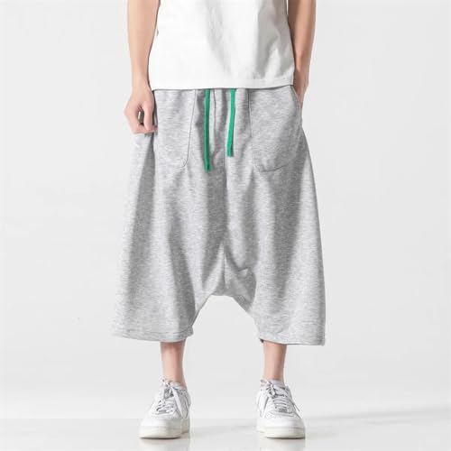 Zadaos Men Loose Harajuku Wide Leg Pants Hip Hop Calf-Lenght Pants Solid Jogging Streetwear Trousers2