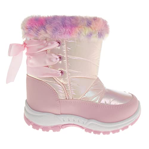 Rugged Bear Girls Snow Boot, Pink Multi Shiny, 1 Big Kid2