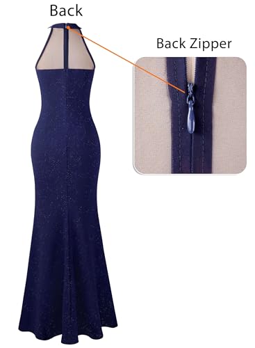 Image of VFSHOW Womens Formal Sexy Halter High Slit Prom Wedding Guest Maxi Dress 2023 Illusion Sweetheart Neckline Evening Long Gown