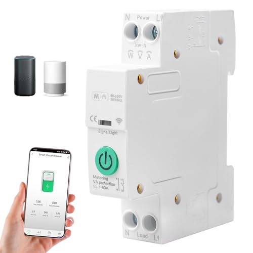 Interruttore Wi-Fi 1P+N intelligente per guida DIN Tuya/Smart Life, telecomando Alexa/Google, timer fai da te, SmartHome, timer