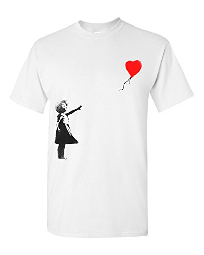 Print Bar AZ Banksy Balloon Girl Graffiti White T-Shirt