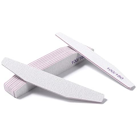 Onlylove 10Pcs Nail File Set Double-Sided Grit Emery Board Manicure Tools, Trapezoid Files for Home and Salon Use,-White Cover