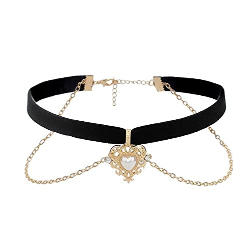 Simsly Black Velvet Choker Necklace Gold Heart Choker Pendant with Pearl Layered Necklaces Jewelry for Women and Girls