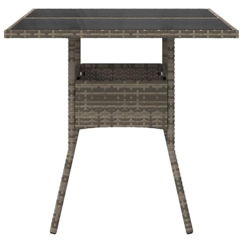 Mesa de jardín de polirratán con diseño sofisticado y cristal para porche 6