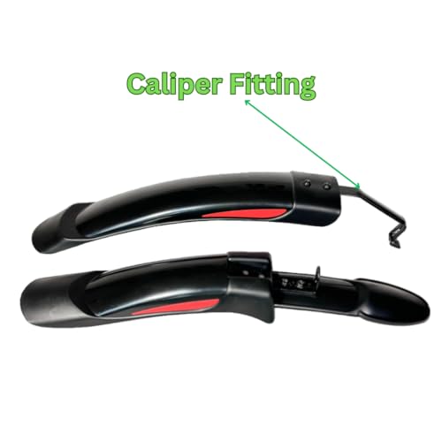 Image of Shrenik Cycle Mudguard Plastic Compatible 26, 27.5, 29 Inch Bicycle Fender Reflective Tape Red Clip-on Front & Rear Set with Metal Caliper Fittings