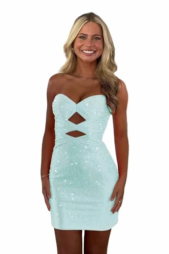 Sequin Homecoming Dresses for Teens Strapless HOCO Dress 2025 Short Tight Cocktail Party Gowns