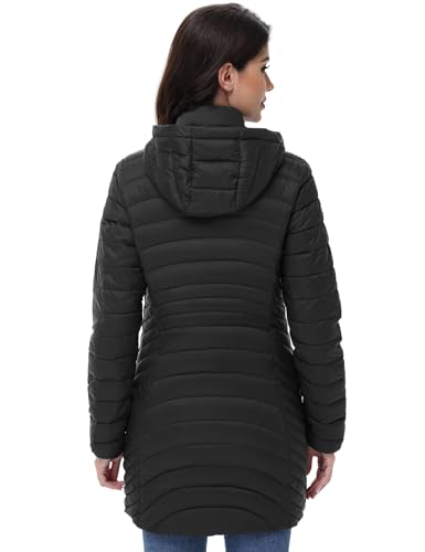 MIDNIGHTSUN Women’s Packable Puffer Jacket Lightweight Puffer Coat Mid-length Hooded Warm Winter Puffy Jacket3