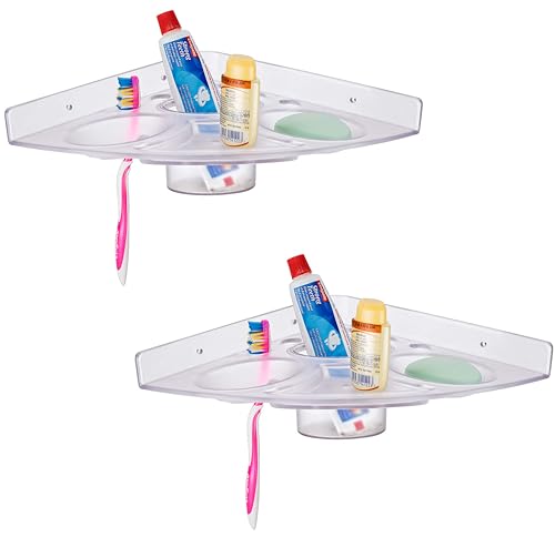 Image of 5in1 Plastic Unbreakable Soap Dish with Toothbrush & Toothpaste Holder | Tumbler Soap Stand for Bathroom & Home | Durable, Lightweight Acrylic Bathroom Accessories (Pack of 2)