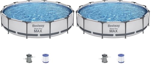 Image of Bestway Steel Pro MAX Above Ground Swimming Pool (12' x 30 inch) | Round Outdoor Backyard Family Pool with Tritech Puncture-Resistant Liner | Easy Setup | Includes Filter Pump for Clean, Clear Water