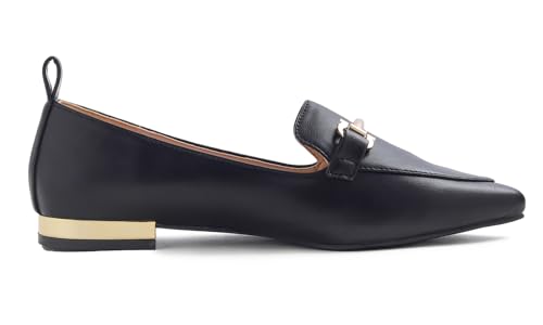 Image of FEVERSOLE Women's Loafer Flat Pointed Deco Low Heel Fashion Slip On Dress Driving Office Shoes