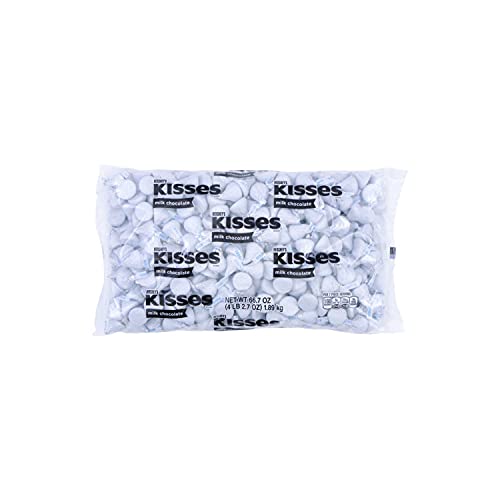 HERSHEY'S KISSES White Foils Milk Chocolate Candy, Bulk, 66.7 oz Bulk Bag (400 Pieces)