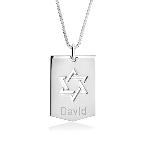 Personalized Star Of David Necklace Hebrew Name Necklace