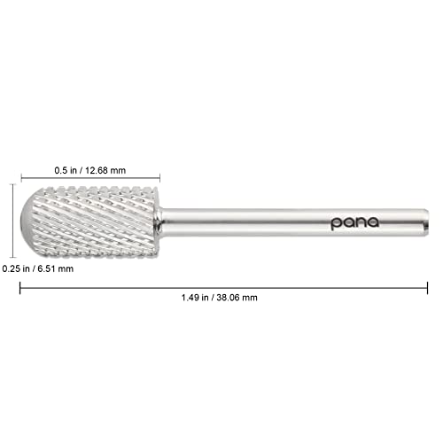 Usa Pana 3/32" Safety Nail Carbide - Smooth Round Top Large Barrel Head For Electric Dremel Drill Machine - Grit Size: (4Xc, 3Xc, 2Xc, Xc, C, M, F, Xf) (Coarse (C) Silver) #TOP1