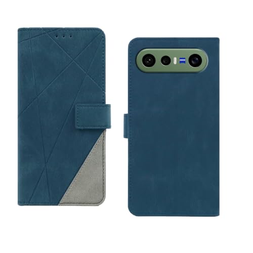 Image of amazon basics Vivo X300FE 5G Flip Cover | Card Pockets Wallet & Stand | Flip Cover for Vivo X300FE 5G (Blue with Grey)
