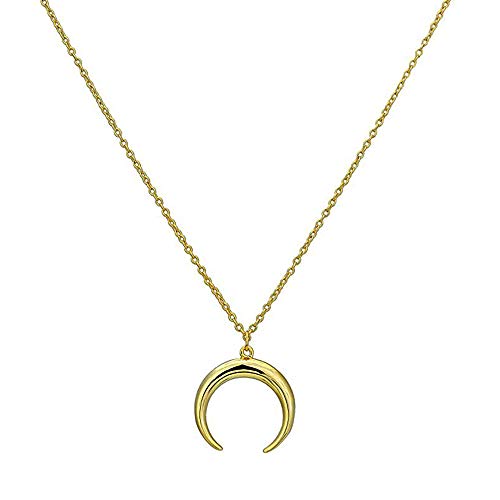 14k Yellow Gold Crescent Moon Pendant Necklace, 18 