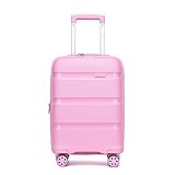Kono Carry On Luggage 20 Inch Expandable 22x14x9 Airline Approved Hard Shell Travel Trolley 4 Spinner Wheels Lightweight Polypropylene Suitcase with TSA Lock, Pink