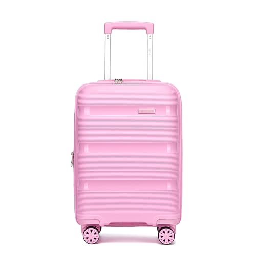 Image of Kono Carry On Luggage 20 Inch Expandable 22x14x9 Airline Approved Hard Shell Travel Trolley 4 Spinner Wheels Lightweight Polypropylene Suitcase with TSA Lock, Pink