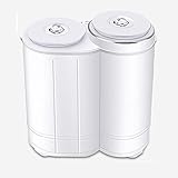 ★Funcionamiento simultáneo Con el diseño de doble función Twin Tub, esta lavadora puede ahorrar su precioso tiempo lavando y centrifugando cargas secas al mismo tiempo. Además, se utiliza menos agua y detergente, lo que le permite ahorrar dinero, almacenar fácilmente y ahorrar espacio.