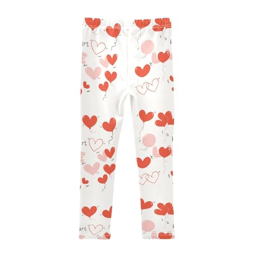 Simple Cute Heart Balloon Girls Leggings,Workout Leggings for Girls Toddler Athletic Leggings Size for 3-10T2