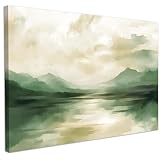 CHDITB Grün Abstrakt Bilder mit Rahmen,Beige und Weiß 