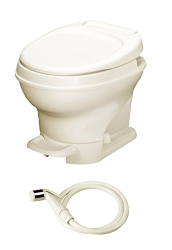 Aqua-Magic V RV Toilet Pedal Flush with Hand Sprayer /Low Profile / Parchment