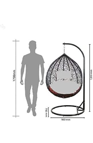 Image of Single Seater Swing Chair with Stand for Home & Cushion & Hook Outdoor Indoor |Living Room |Garden (Swing Black & White with Cushion Black)
