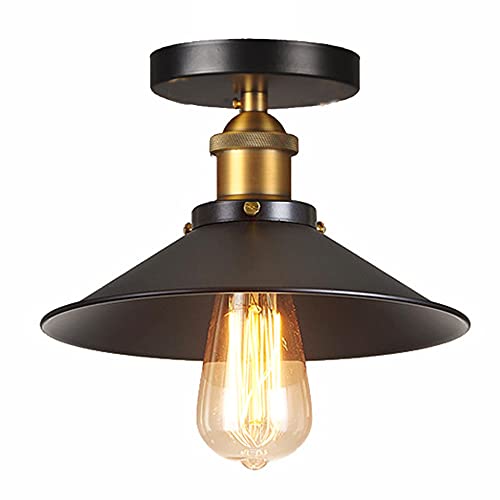 Mengjay Plafond lumière moderne Vintage industriel métal noir Bronze éclairage plafond vintage Loft Bar plafond Light Shade pendentif rétro Light,ampoule...