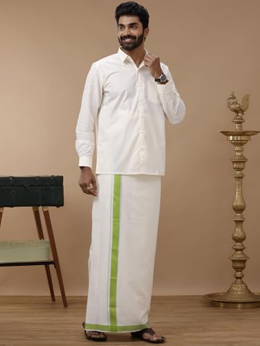 Image of RAMRAJ COTTON Men Black Fancy Border Single Layer Dhoti Crafted For Festive Occasions And Classic Ethnic Style