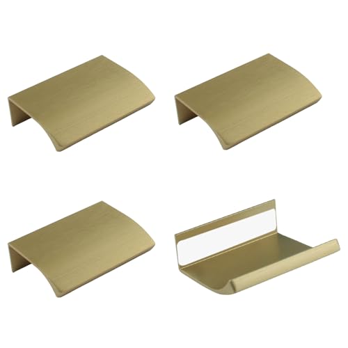 MOROBOR Mini Tiradores de Borde para Dedos, 4 piezas Autoadhesivos Instantáneos Modernos Tirador Mango de Ángulo Redondo Aleación de Aluminio Invisibles Tiradores de Armario para Herrajes de Gabinete