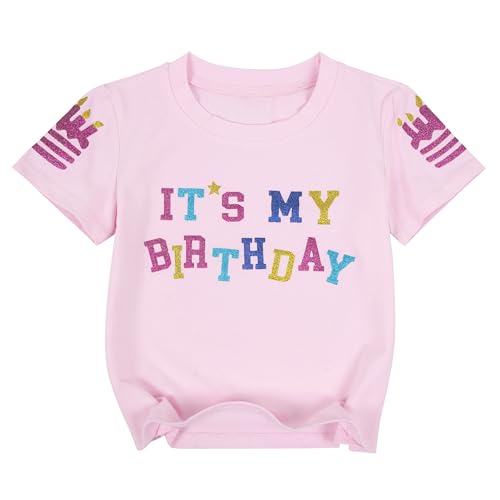 Birthday Shirts for Girls Sparkling Graphic Tees Cute Baby Girl Birthday Party Tops Summer Casual Short Sleeve Outfits